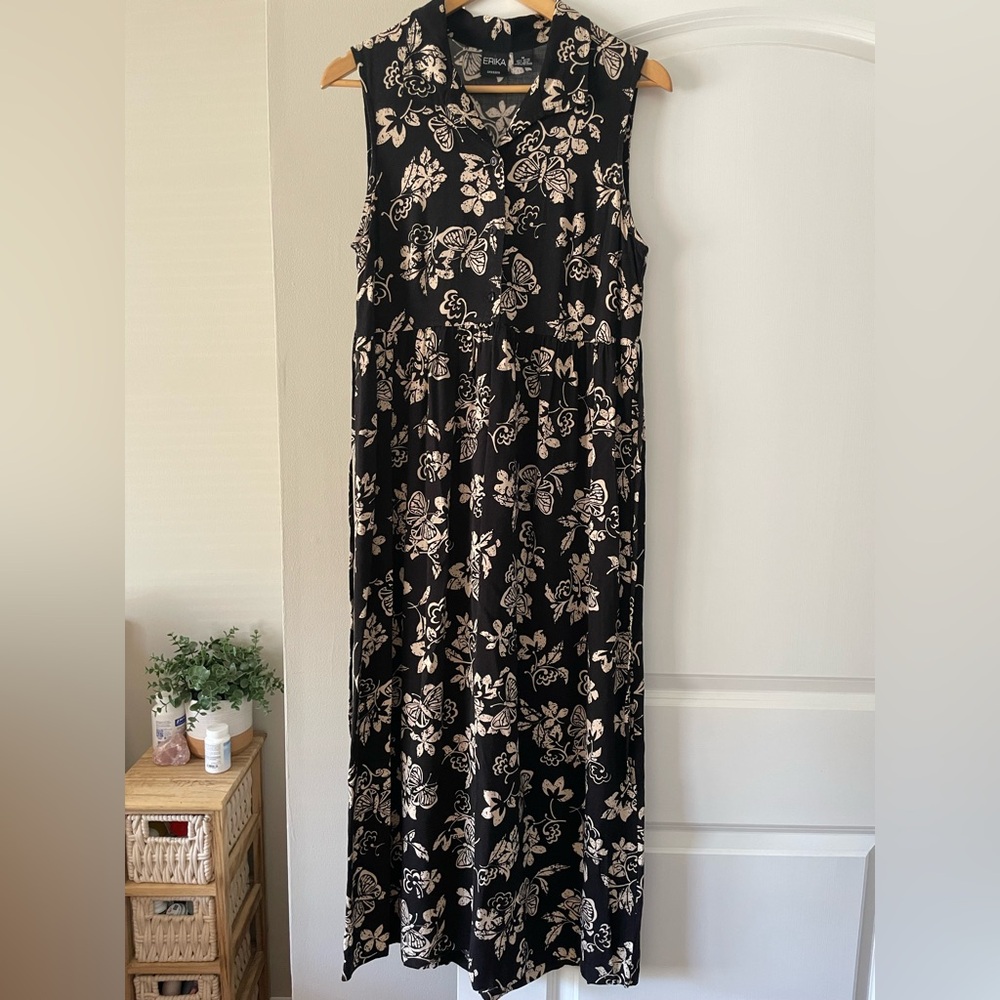 Erika Black and Cream Floral Dress